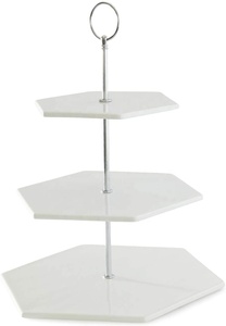 ขาตั้งเค้กเสิร์ฟโลหะ สแควร์ซิลเวอร์ 2 ชั้น บรรยากาศที่ยอดเยี่ยมที่โต๊ะเค้กของคุณสําหรับวันเกิดและครบรอบ - Product Image 6