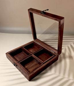 Wood Spice <b>Box</b> With Acrylic Lid Storage <b>Box</b> Solid Wood Seasoning <b>Box</b> Wooden Spice <b>Box</b> 8x8 Inches - Product Image 1
