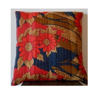 Lot en gros de housses de coussin Artland International en tissu de coton Kantha à motifs floraux vintage, style bohème moderne, tricotées et écologiques