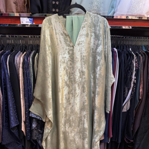 New 2026 Selling Kaftan Abaya Handmade Turkish Floor Length Long Sleeve V Neck Polyester Regular Fit Casual Evening Party <b>Flared</b> - Product Image 1