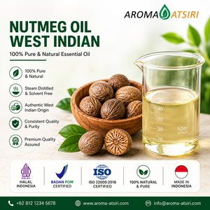 AROMA ATSIRI Aceite de Nuez Moscada del Oeste Indio 100% Puro y Natural, Aceite Esencial Destilado al Vapor, Origen Auténtico Indonesia - Product Image 1