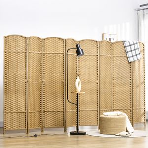 Divisorio per Stanza a 8 Pannelli Autoportante, Altezza 5,6 Piedi, in Legno Naturale per Casa e Ufficio, Carta/MDF - Product Image 2