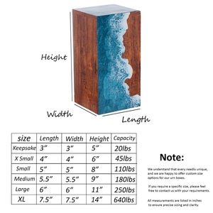 Handcrafted Rosewood Cremation Urn Ocean Wave Resin Inlay, Engraved <b>Memorial</b> <b>Keepsake</b> - Product Image 5