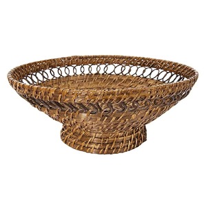 Bol à fruits élégant en rotin poli fait main avec un tressage délicat et un savoir-faire raffiné pour la décoration de table - Product Image 4