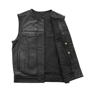 Chaleco de Motociclista de Cuero Negro Premium para Hombre, Chaqueta sin Mangas de Cuero Genuino con Cierre Oculto - Product Image 3