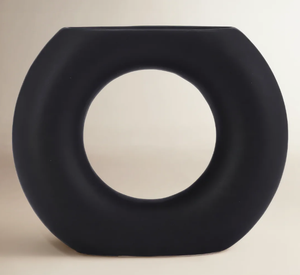 Vase en céramique et anneau creux moderne, fait main, personnalisé, créatif, noir, pour la décoration intérieure - Product Image 5