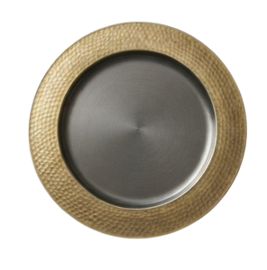 Assiettes en métal avec bordure dorée de couleur personnalisée, assiettes de présentation pour la maison, les cafés et les cantines à bas prix - Product Image 3
