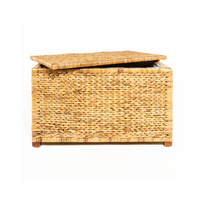 Panier de rangement pliable en jacinthe d'eau tressé à la main, style vintage, avec couvercle, vente en gros du Vietnam