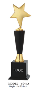 Trophée Étoile avec Base Noire et Tête Étoilée Métallisée, Portable, Gravure et Moulage pour Sports et Jeux, Modèle 604 - Product Image 5