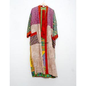Cárdigan Largo de Seda India con Estampado Floral Bohemio y Cuello en V con Cordón, Ideal para la Playa, Otoño/Primavera, Verano, Ropa de Noche para Mujer - Product Image 4