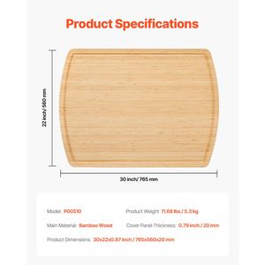 Tagliere in Legno di Bambù con Scanalature per Succhi, per Piano Cottura a Gas/Elettrico, per Noodles e Tagliare Alimenti - Product Image 5