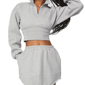 New Arrival Ladies Sports Wear Women Sets <b>Shorts</b> Set Winter Fall Clothes Women 2 Piece Sets Patch Applique logo <b>Zip</b> up 2026 - Product Image 2