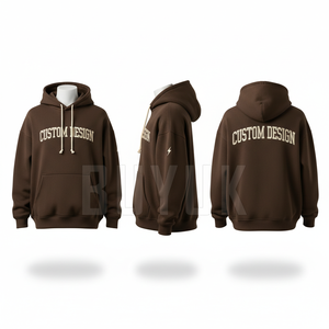 Sweat-shirt à capuche zippé noir personnalisé pour homme, en molleton de coton, coupe oversize, avec poche et imprimé lettres sur le devant, décontracté pour l'automne - Product Image 3