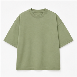 Camiseta Personalizada de Algodón Lavado Color Verde Salvia, Holgada, de Manga Corta y Cuello Redondo para Hombre, MTS-OVR-0018 - Product Image 1