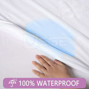 Hotel Quality Terry Mattress Protector <b>Bed</b> Mat Made with Breathable Polyester Terry Fabric Knitted Durable Waterproof Backing - Product Image 6