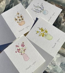 Cartes de remerciement artisanales avec enveloppe, cartes d'appréciation florales écologiques, idéales pour l'emballage professionnel et les cadeaux - Product Image 1