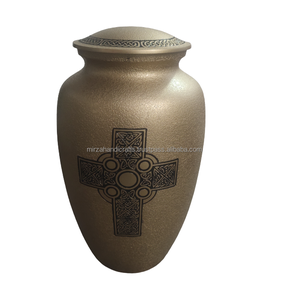 Urne de crémation classique de luxe pour adultes Style américain Momentum Life pour cendres humaines Étain avec finition dorée et noire - Product Image 1