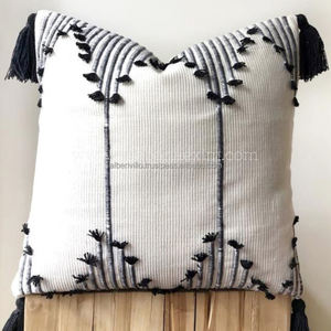 Modern Striped & Festival Pattern Wool Cushion Covers 30x50 Handwoven Washable Vintage Rug for Indoor & Outdoor Home Decor - Product Image 1