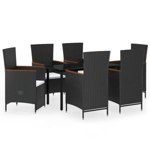 Set da Pranzo da Giardino in Rattan PE Nero per 6 Persone con Braccioli Regolabili, Arredamento da Esterno in Stile Contemporaneo con Telaio in Acciaio - Product Image 4