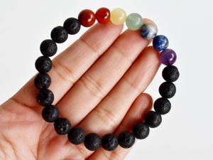 Wholesale Premium Quality 7 Chakra Diffuser Lava Stone Crystal Fashion <b>Beaded</b> <b>Bracelet</b> - Product Image 3