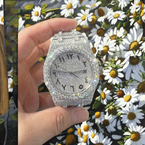 Custom Two-Tone Lab Grown Diamond Stainless Steel Watch | 41mm <b>Automatic</b> Iced <b>Chronograph</b> | Premium VVS1 Moissanite Eco-Friendly - Product Image 6