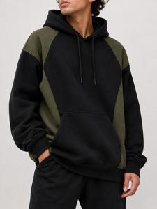 Sweat-shirt à capuche en molleton pour homme, color-block, manches raglan, coupe classique, décontracté, hiver, 100% coton tricoté, vente en gros ODM - Product Image 5