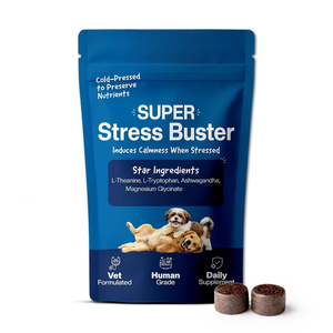 Super Stress Buster Calming Chews pour chiens L-Théanine Ashwagandha Comprimés à mâcher sans céréales Toutes races Supplément quotidien - Product Image 1