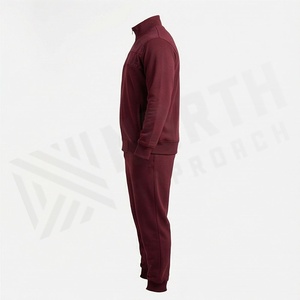 Men's Maroon Tracksuit Full Zip Geometric Pattern Casual Sportswear Breathable Polyester Sweatshirt <b>Pants</b> Set Autumn Wear - Product Image 3