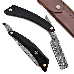 IKZARSA <b>Straight</b> Razor Stainless Steel Blade Single Blade Buffalo Horn Handle Barber Shop Use Men's Body Shaving Face - Product Image 4