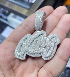 Colgante de plata de ley 925 con nombre personalizado, diamante de moissanita VVS, estilo hip hop, con letras en relieve, para hombre. - Product Image 5