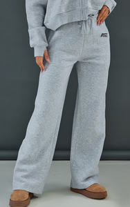 Conjunto de Sudadera con Cremallera y Pantalones Anchos en Gris Jaspeado para Mujer, Fabricante de Conjuntos Deportivos de Felpa Personalizados al Por Mayor - Product Image 3