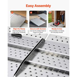 29.5 X 24.3 Inclusive Non-Slip Aluminum Platform Wheelchair Ramp 750 Lbs Load Capacity Threshold Door Ramps <b>Walkers</b> <b>Rollators</b> - Product Image 5