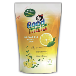 น้ำยาล้างจานย่อยสลายได้ Goodmaid ขนาด 600 มล. กลิ่นเลมอน แบบเติม สูตรเข้มข้น ผลิตในมาเลเซีย ซื้อจำนวนมาก ส่งออกต่างประเทศ - Product Image 1