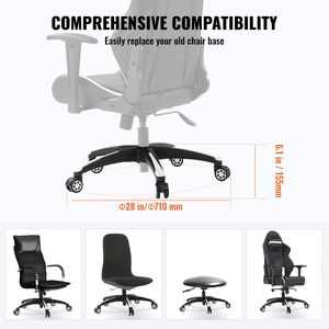 Base di Ricambio Universale per Sedia da Ufficio 28 Pollici, Carico Statico 2500 Libbre, Rotelle per Sedia da Scrivania e Sgabello - Product Image 5