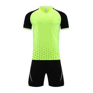 Conjunto de Camiseta de Fútbol para Hombre, Naranja y Negro, Manga Corta, Cuello en V, Estampado Geométrico, Poliéster que Absorbe la Humedad, Uniforme para Todas las Temporadas - Product Image 3