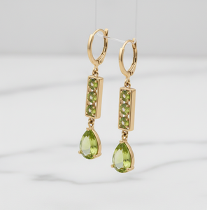 ต่างหูดีไซน์หยดน้ำสีเขียว ยาว 6 นิ้ว เงินแท้ 925 ชุบทอง 18K เครื่องประดับหรูหราโดดเด่น - Product Image 1