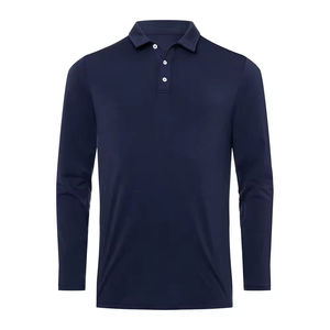 Polo de Manga Larga para Hombre, Corte Ajustado, Color Sólido, Cierre de Tres Botones, Suave, Elástico, Transpirable, Ligero, Informal, para Uso Diario - Product Image 1