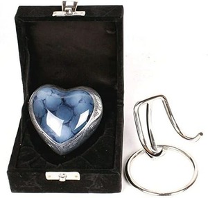 Urne funéraire personnalisée en forme de cœur pour les cendres de bébé, souvenir commémoratif personnalisé avec nom et date gravés, urne en forme de cœur de couleur bleue - Product Image 6