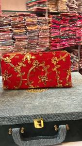 Handmade Patola Silk <b>Clutch</b> Fashionable Lady-Style Metal Hand <b>Bag</b> <b>Wedding</b> Favor Party Gift or Bridal Item for Her - Product Image 5