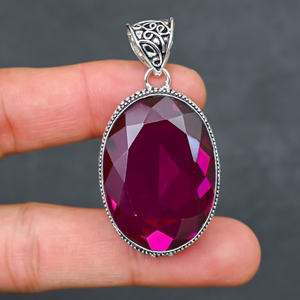 <b>Pink</b> 925 Silver Luxury Statement <b>Necklace</b> - Product Image 1