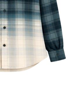 Chemise en flanelle à carreaux dégradé turquoise pour femme, personnalisée par le fabricant, à manches longues, boutonnée, décontractée, en mélange de coton, pour l'automne et l'hiver - Product Image 6