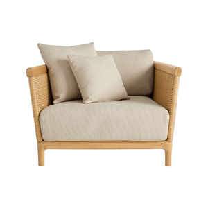 Sillón de Exterior Contemporáneo de Teca, Mimbre Tejido de Primera Calidad, Cojines Cómodos, Resistente a la Intemperie, para Terraza de Hotel de Lujo - Product Image 2