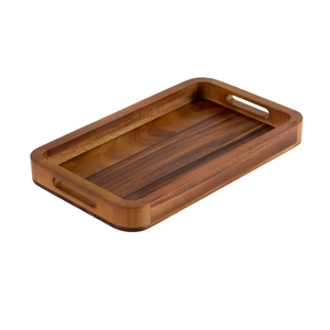 Bandeja rectangular decorativa de madera envejecida hecha a mano con asas de metal para servir desayuno, té, café y decoración. - Product Image 5