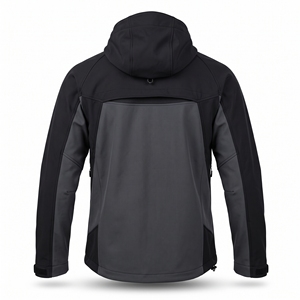 Chaqueta Softshell Negra Carbón con Panel, Resistente a la Intemperie, Cuello Alto, Cremallera Completa, Uniforme Utilitario, Ropa Deportiva para Exteriores - Product Image 2