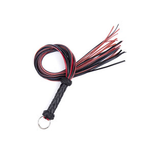 Leather Whip With Black Tassels And Colorful Handle In <b>Red</b> White Purple - Product Image 5