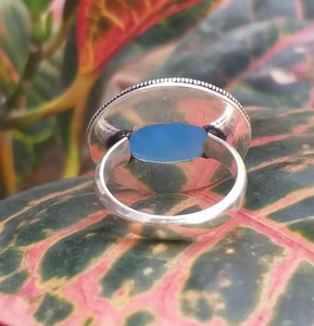 Anillo de Plata de Ley 925 con Calcedonia Azul, Anillo Delicado Hecho a Mano con Piedra Preciosa, Anillo de Calcedonia para Ella - Product Image 2