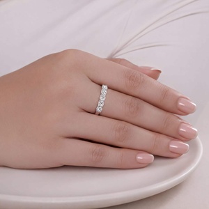 Anillo de compromiso con cinco diamantes redondos cultivados en laboratorio en oro macizo de 10k, 14k, 18k, 0.99ct para mujer, joyería fina, certificado IGI - Product Image 5