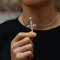 Pendentif Charme Micro Pavé Diamant Rond Taille Brillant Plaqué Style Hip-Hop Unisexe Solitaire Amovible Bijoux Fins de Luxe Cadeau Premium