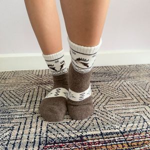 Wholesale <b>Women</b> Crew <b>Socks</b> 100% <b>Wool</b> Knitted Winter Warm Animal Print Thermo Thick Regular Style Daily Use - Product Image 6