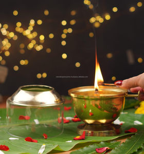 Brass Akhand Diya for Puja with Adjustable Bati - Product Image 1